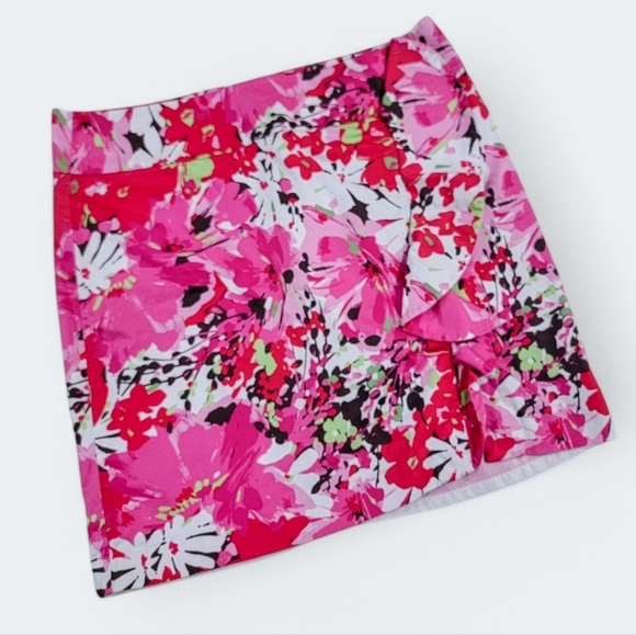 Cato Floral Pink Red Skirt Ruffle Size 14 Spring Summer Easter Party Pretty - Picture 12 of 12